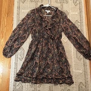 Long sleeve short length ruffle peasant dress